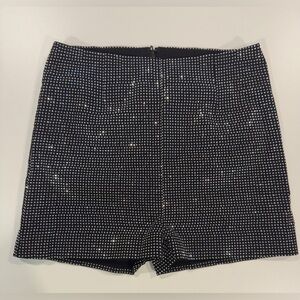 Windsor Black & White High-Waist Sparkle Shorts